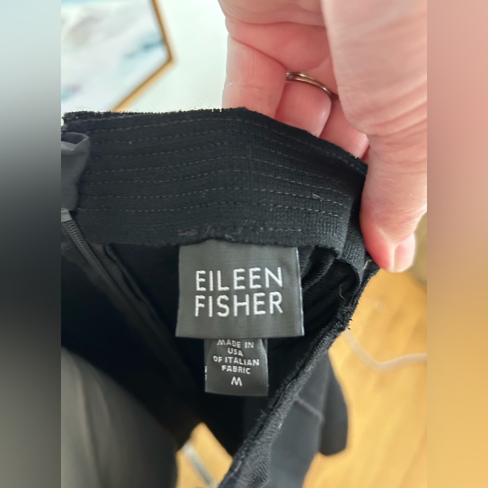 EILEEN FISHER Black Wool Seamed A-Line Skirt, Sz M NWOT - Picture 4 of 6